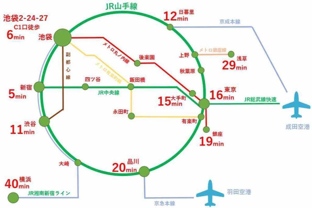 池袋c1出口徒歩5分　2ldk まるまる貸切　衛生設備充実 Villa Tokyo