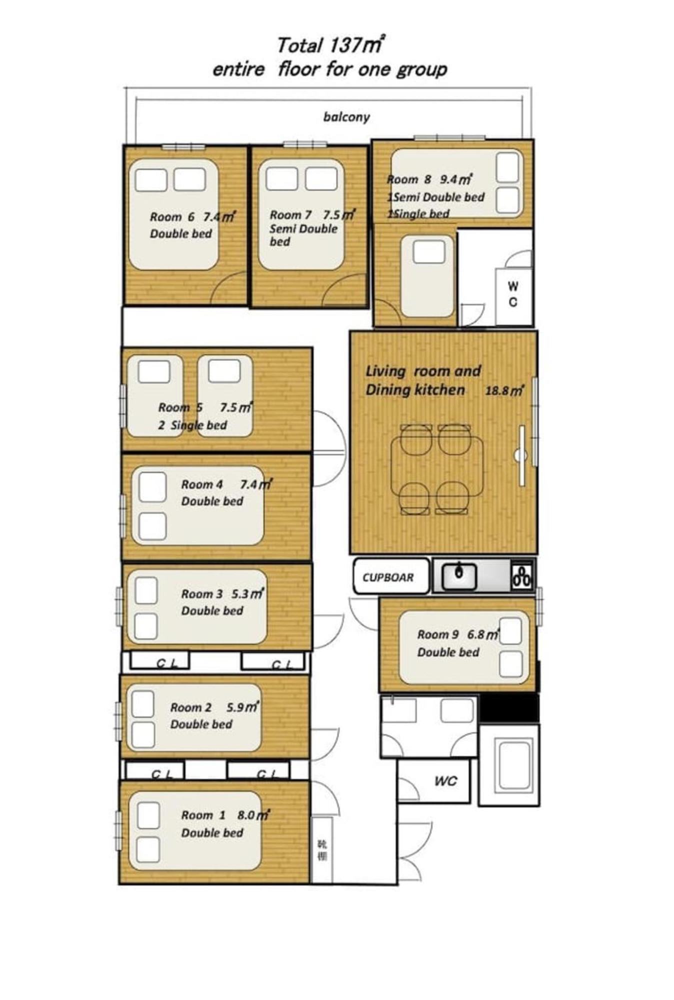 Apartment M-haneda Lex 137sqm 3bdr Max24 Ppl 1min From Sta Freeparking *