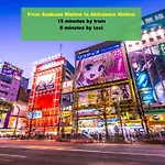 浅草寺3分 浅草駅6分 寝室+リビング2-4人 スカイツリービュー 駅近 成田空港&羽田空港直通