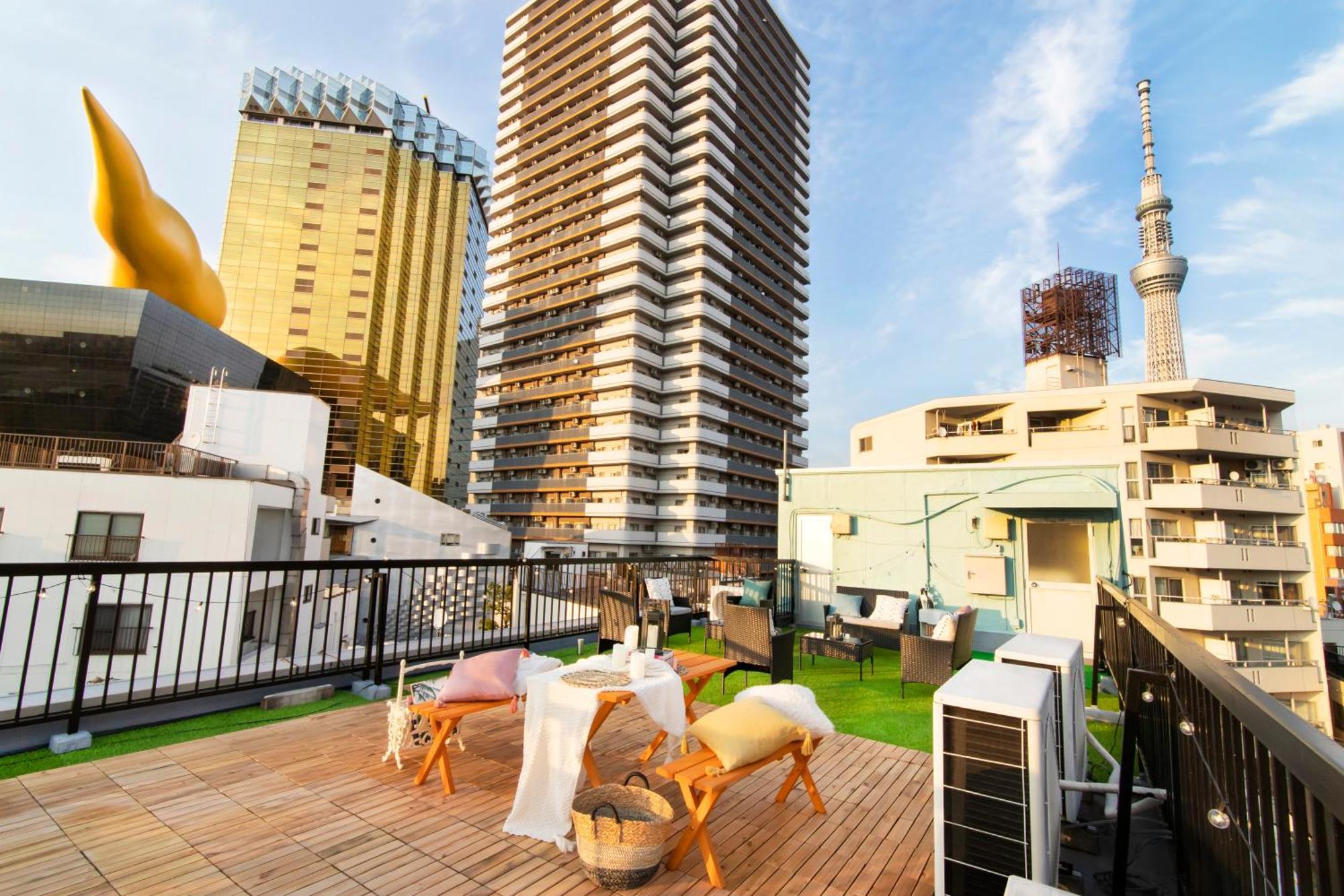 Apartment Meee Asakusa3f4f 浅草徒歩3分 140平米max22名 無料駐車場 屋上絶景 渋谷直通 *